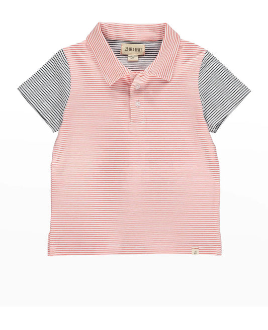 Halyard Polo red/White Stripe with Contrasting Sleeves