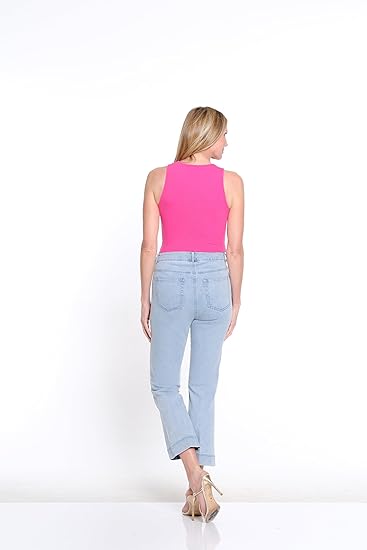 Light Blue Button and Zip Flare Leg Crop Jean