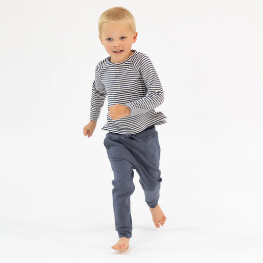 Football Navy & Oat Stripe Henley & Jogger Set