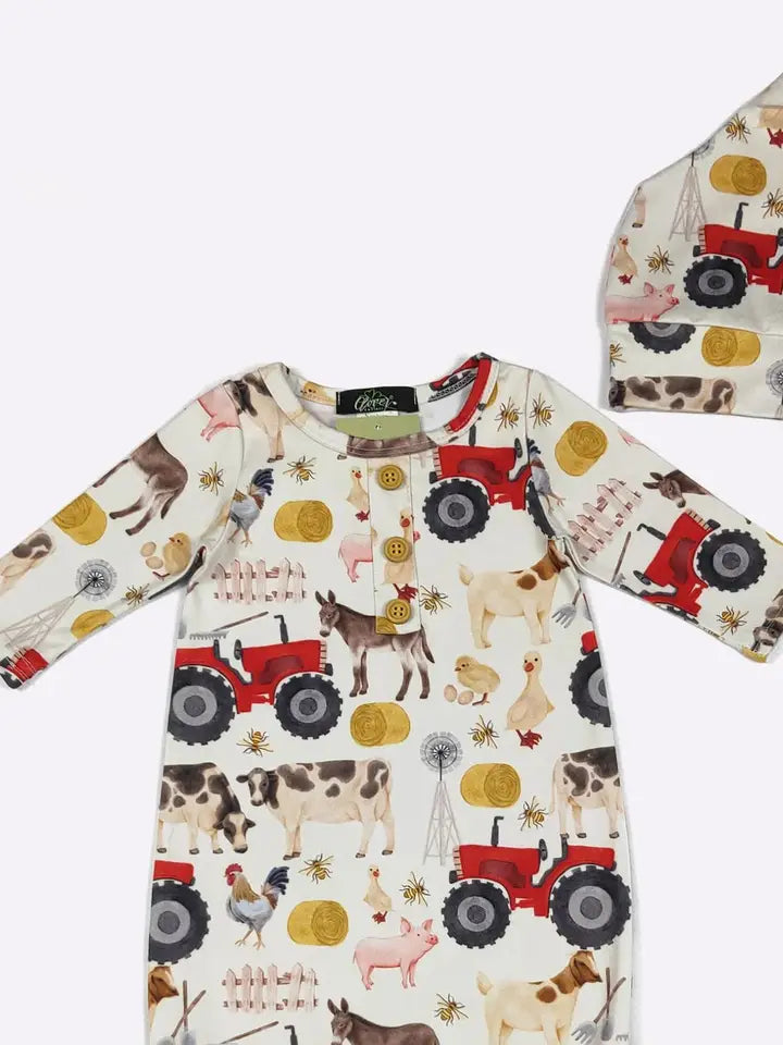 Red Farm Knotted Baby Gown