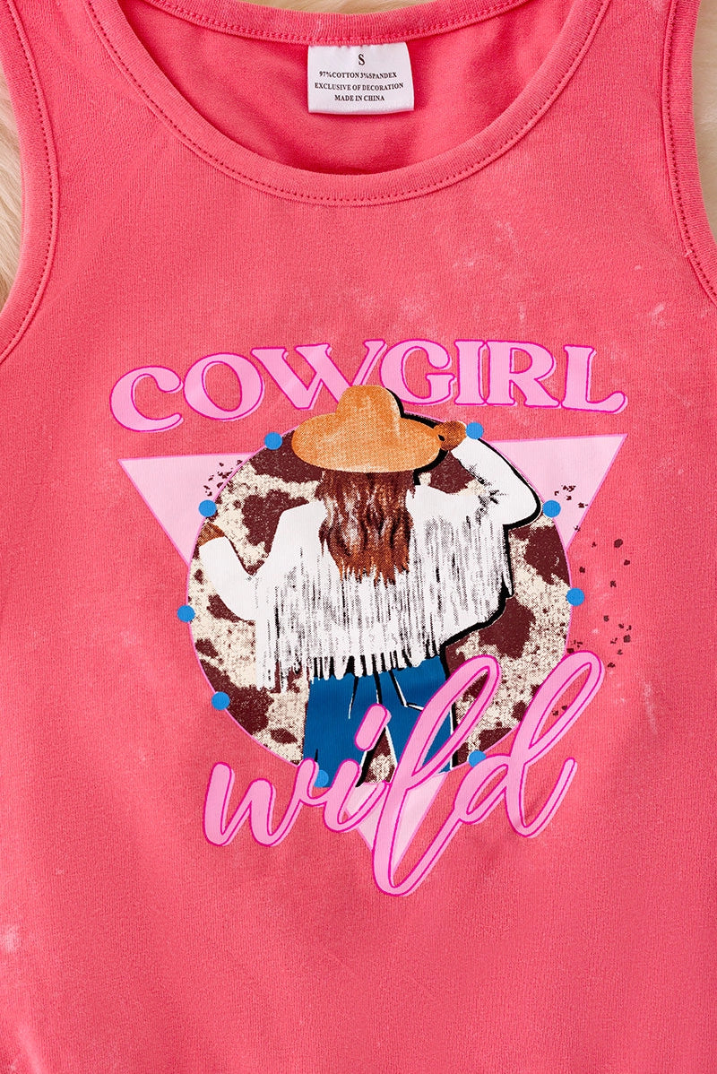 Cowgirl Wild Watermelon Tank Top w/Fringe