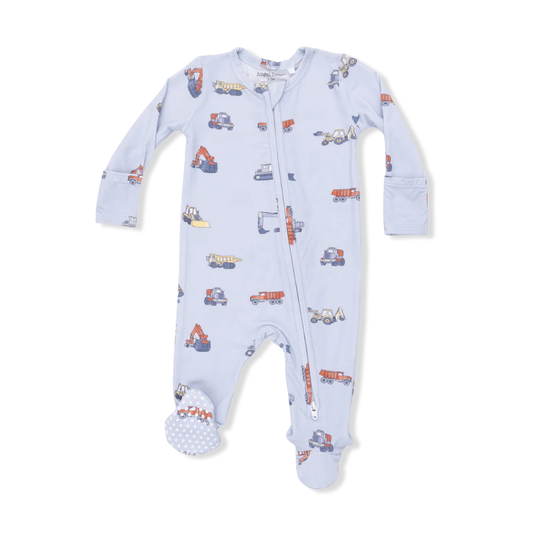 Construction Vehicles 2Way Zipper Footie
