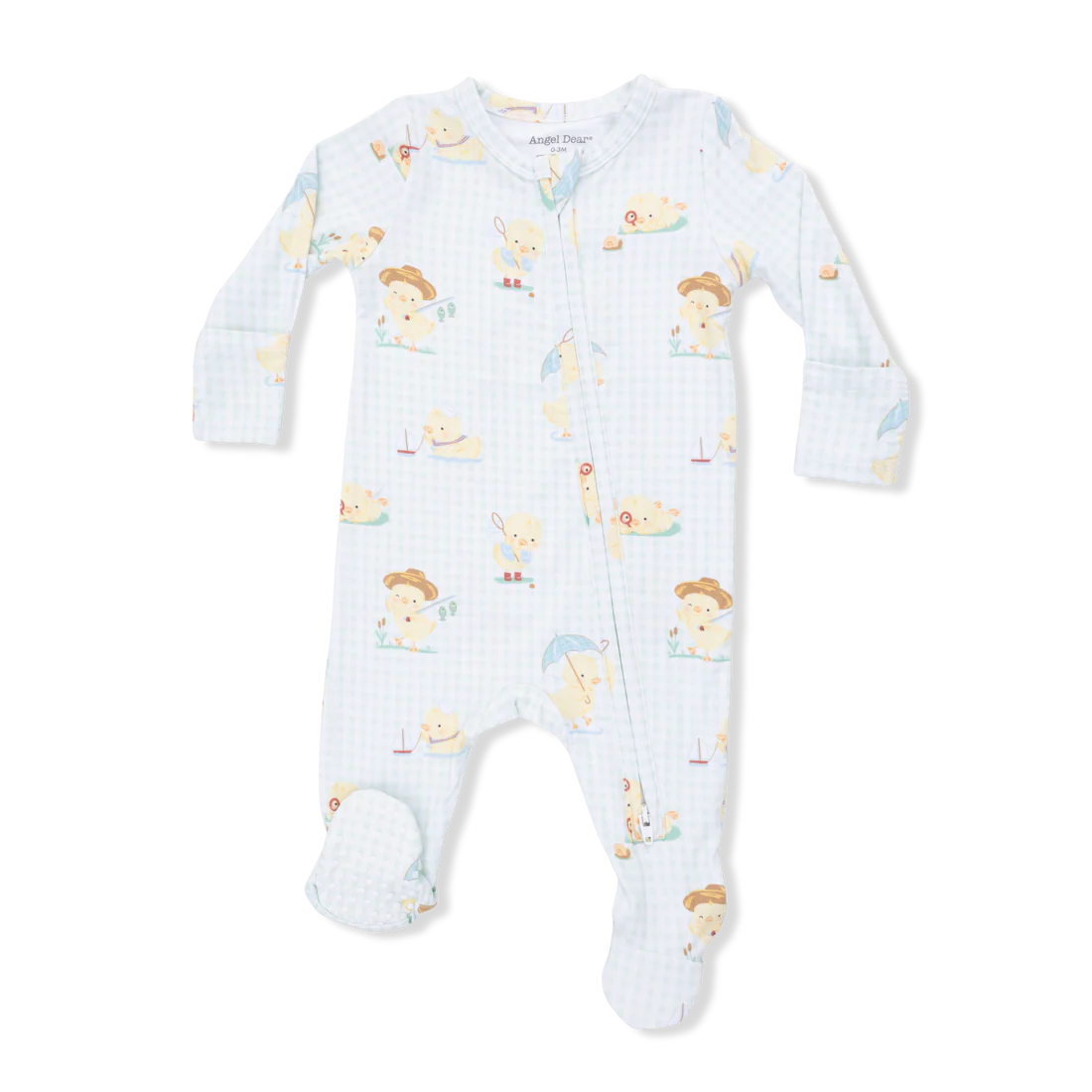 Vintage Spring Ducklings Green 2Way Zipper Footie