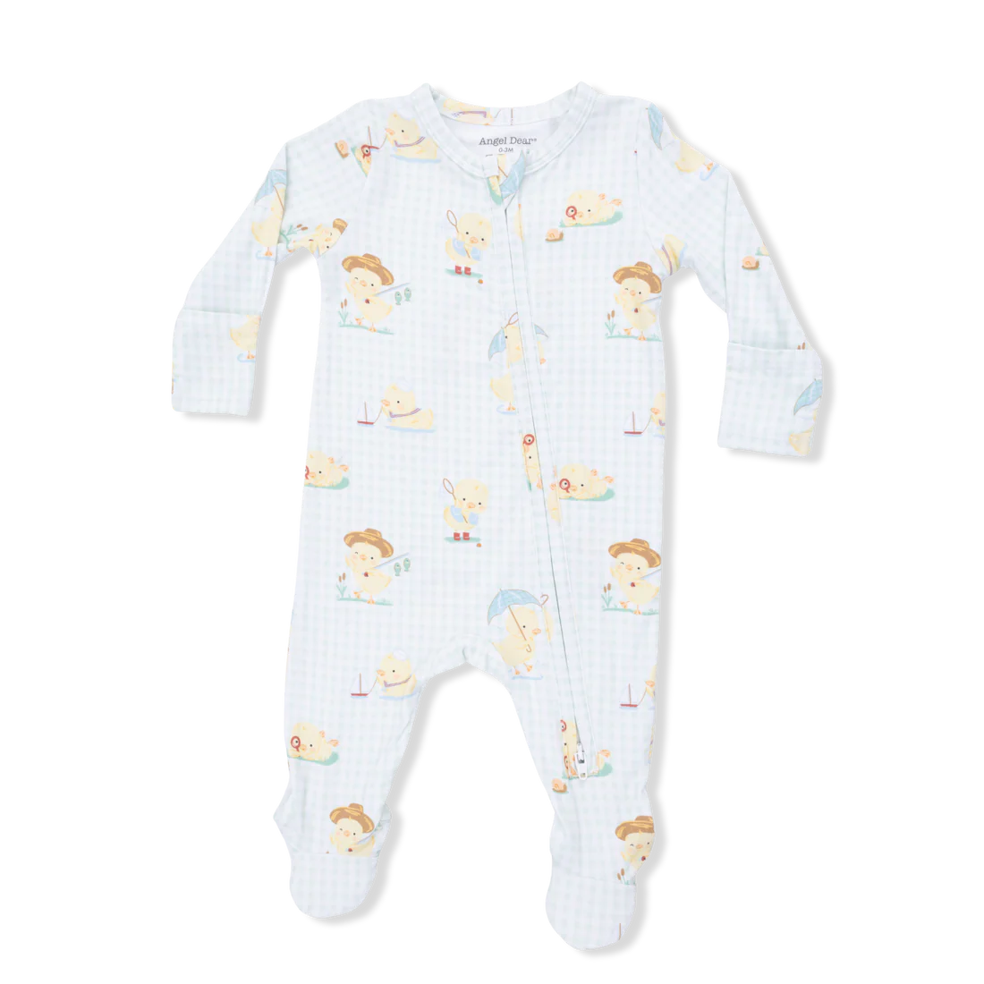 Vintage Spring Ducklings Green 2Way Zipper Footie