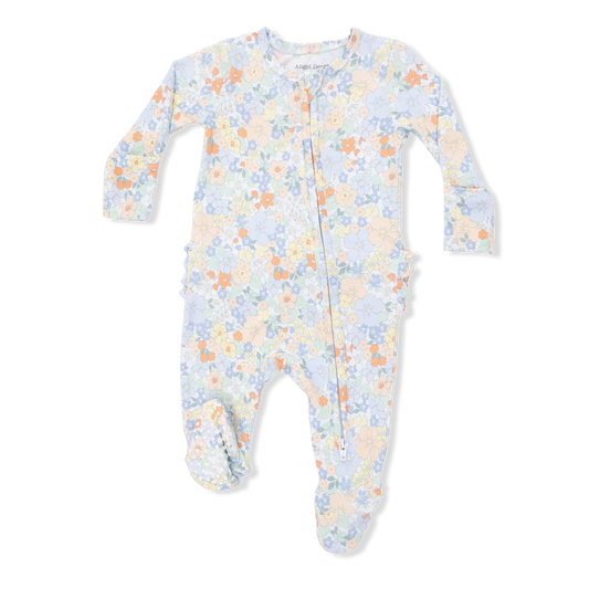 Georgia Floral 2Way Ruffle Back Zipper Footie
