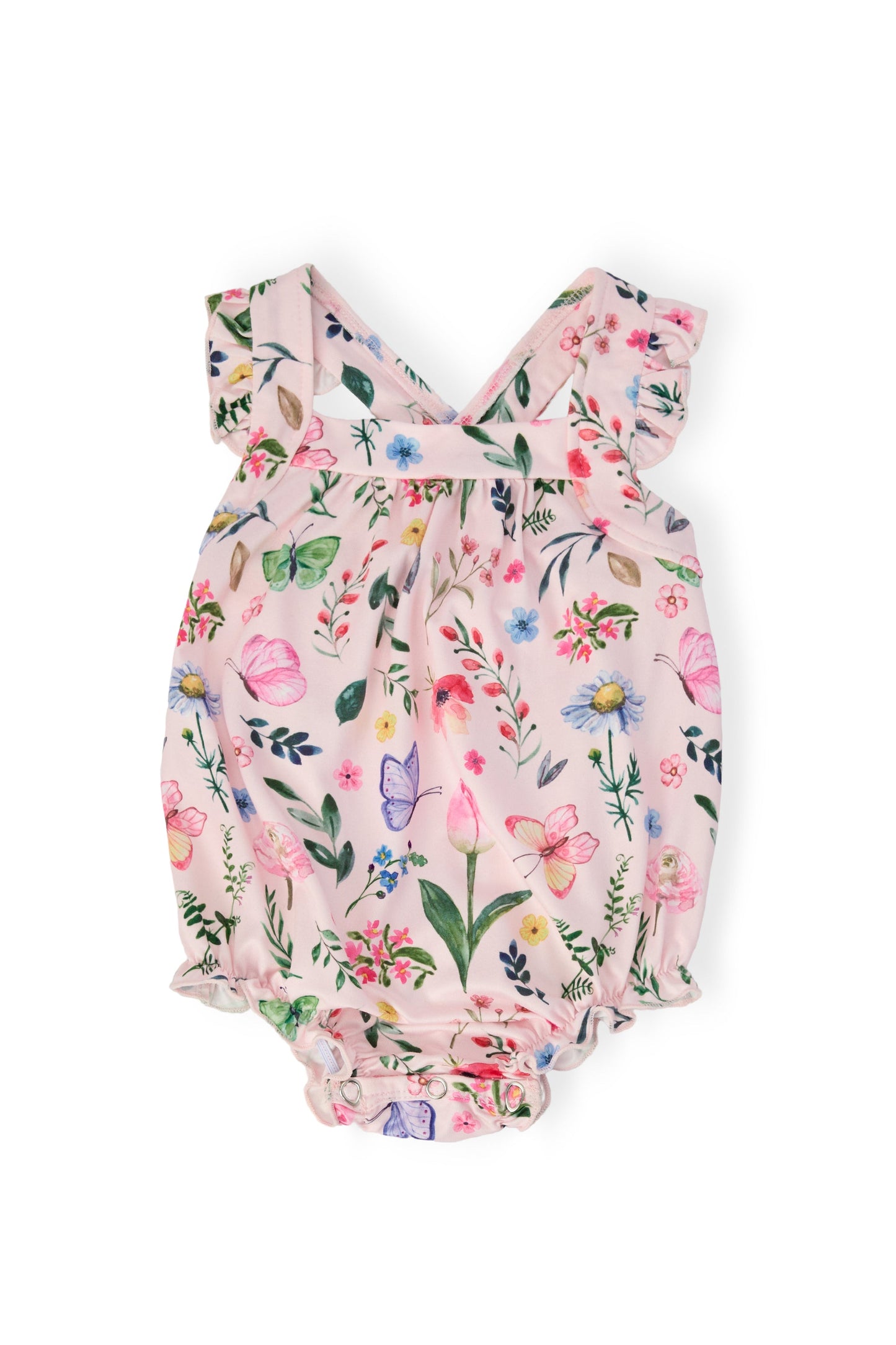 Butterfly Meadow Ruffle Cross Back Romper