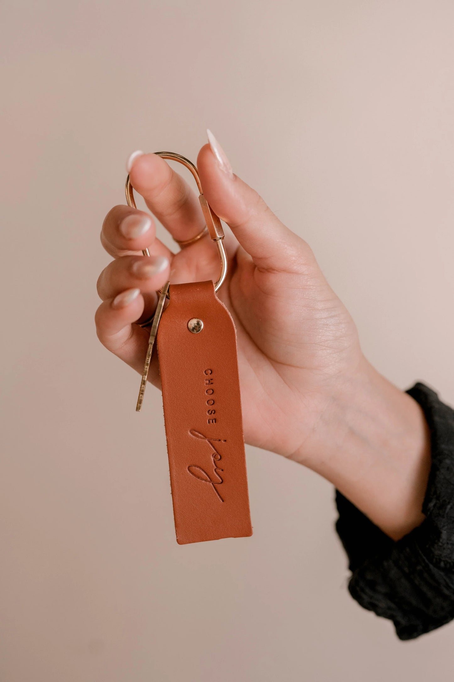 Choose Joy Leather Key Fob