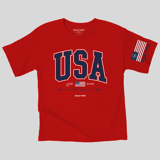 Kids USA Strong Red T-Shirt