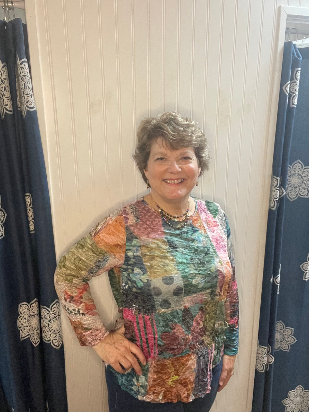Multicolor Single Pocket Crepe Top