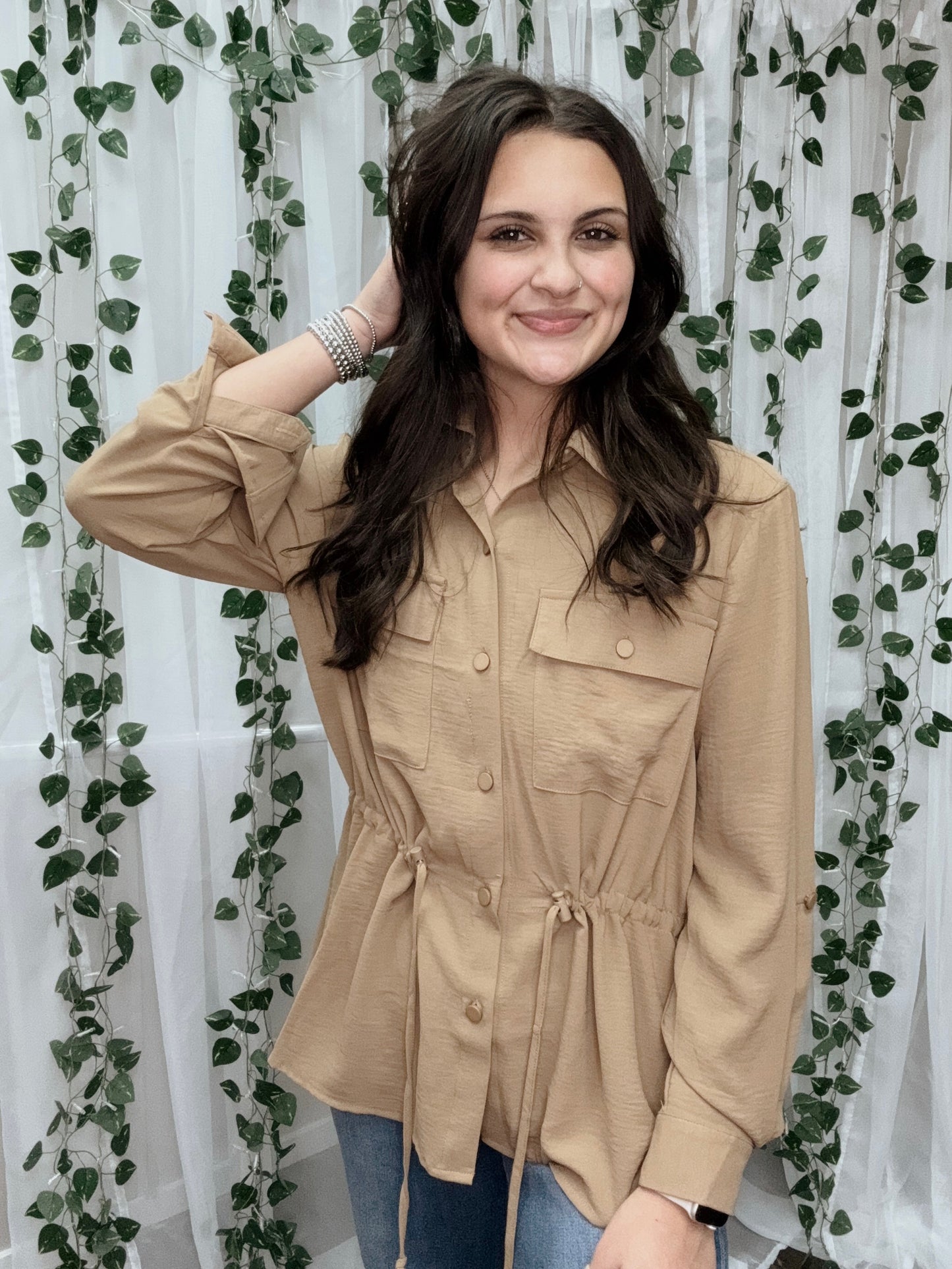 Camel Drawstring Jacket