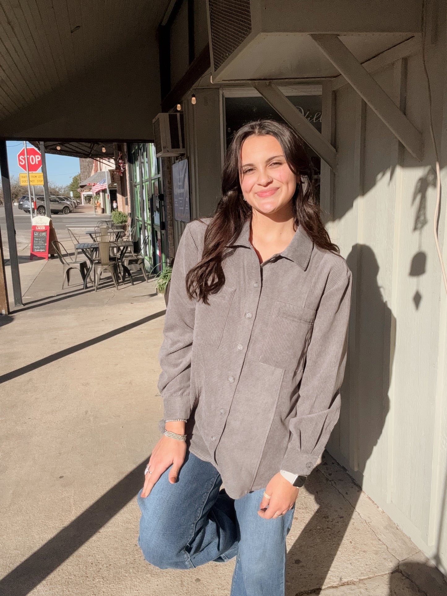 Granite Cuffed long Sleeve 2 Pocket Button Up Top