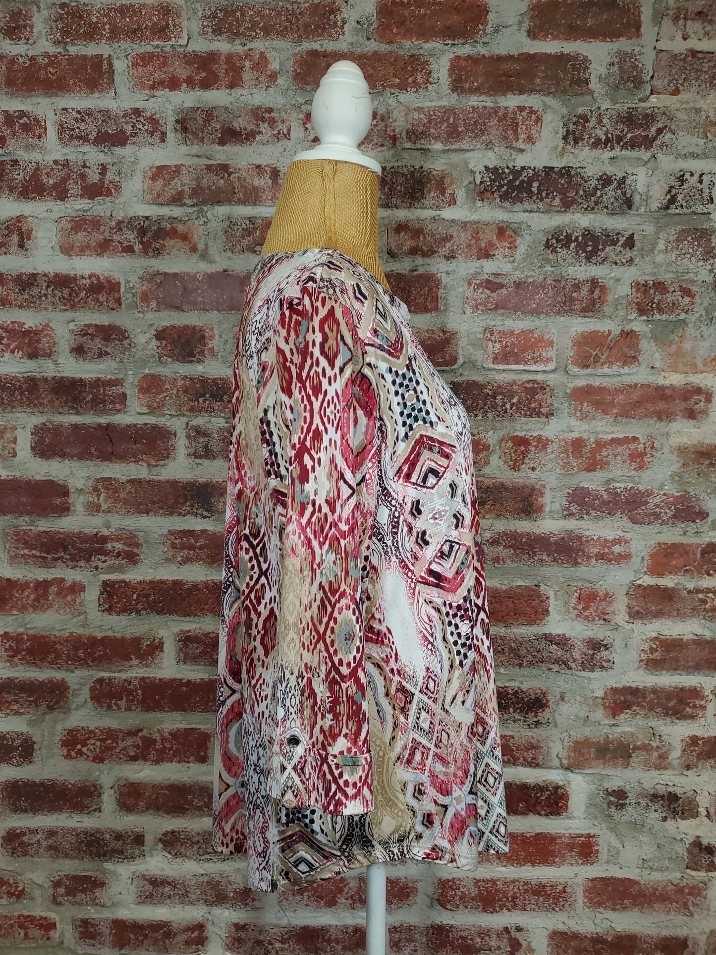 New Berry & Taupe Mixed Print Top (Plus-Sized)
