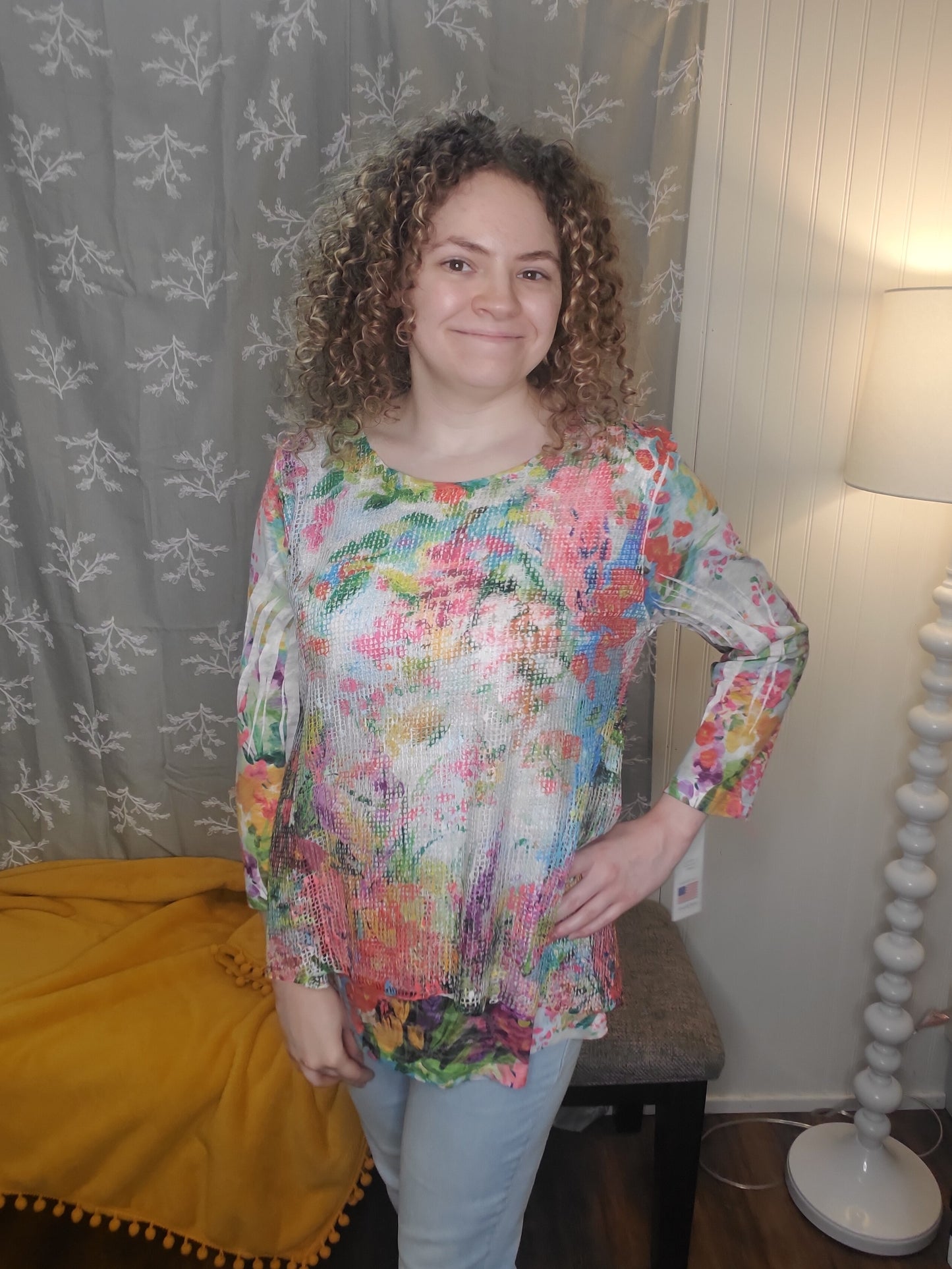 Bright Floral Mesh Tunic