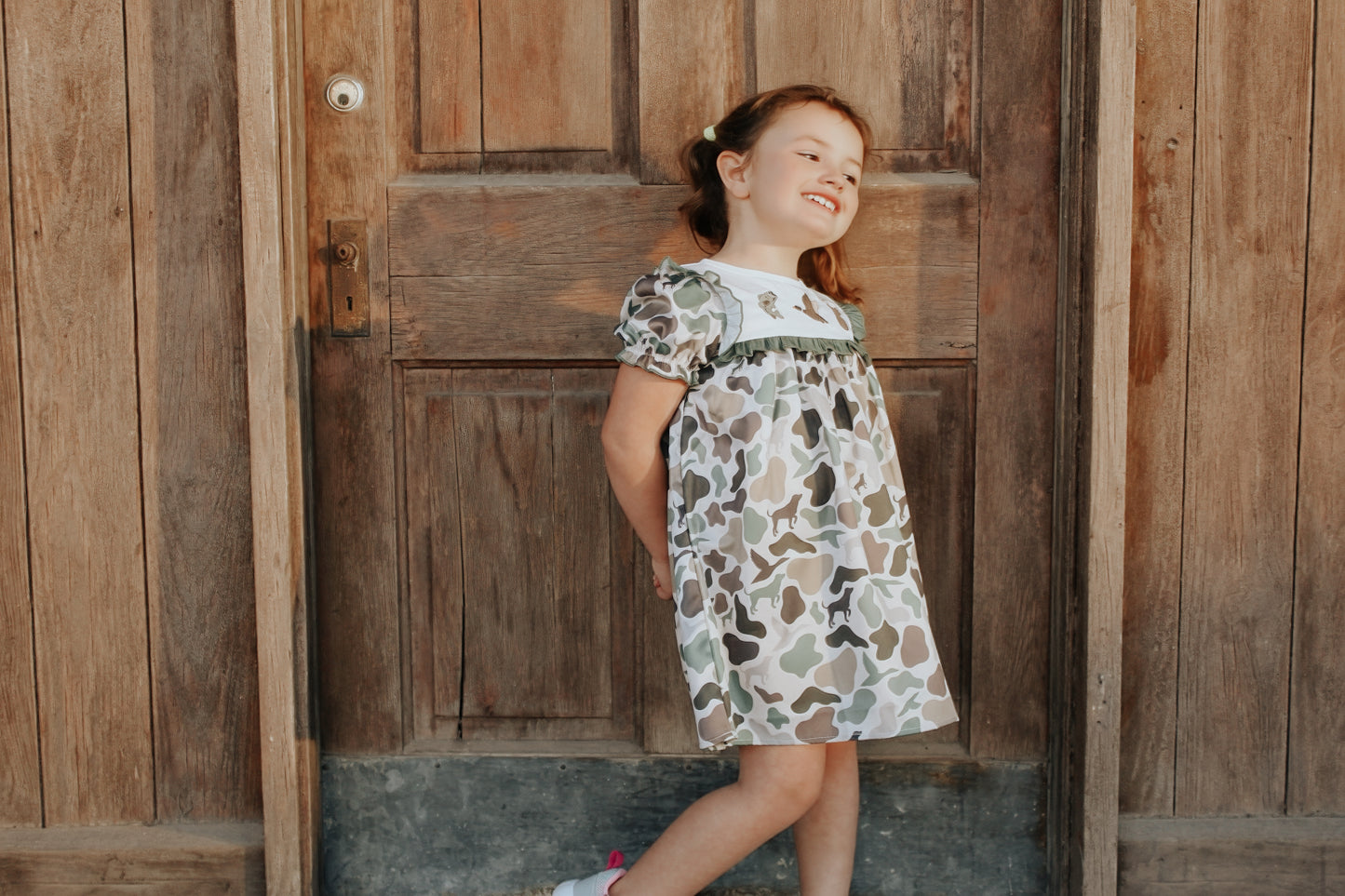 Camo Embroidery Girls Dress