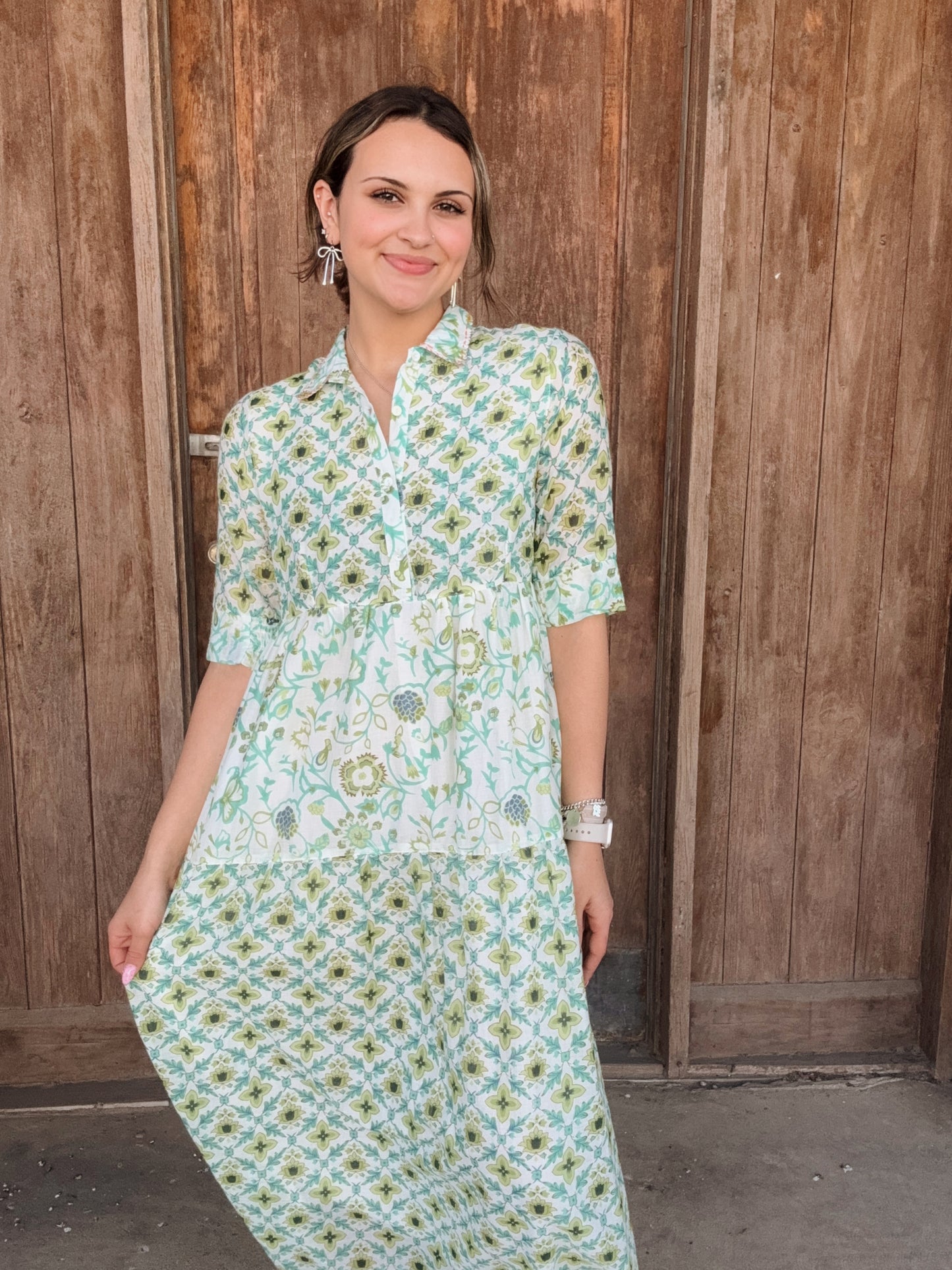 Lime Tropical Pattern Dress