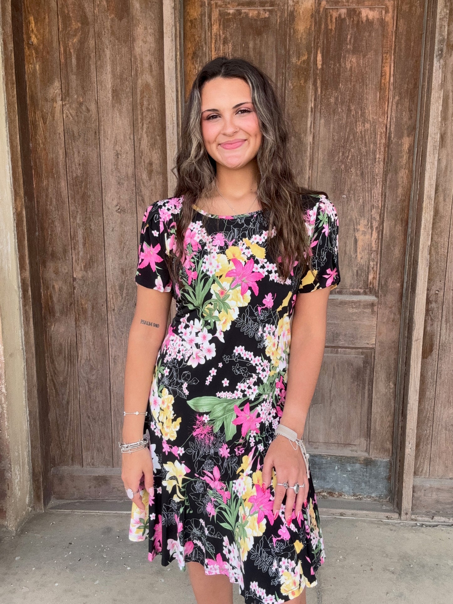 Luisa Pink Yellow Black Dress