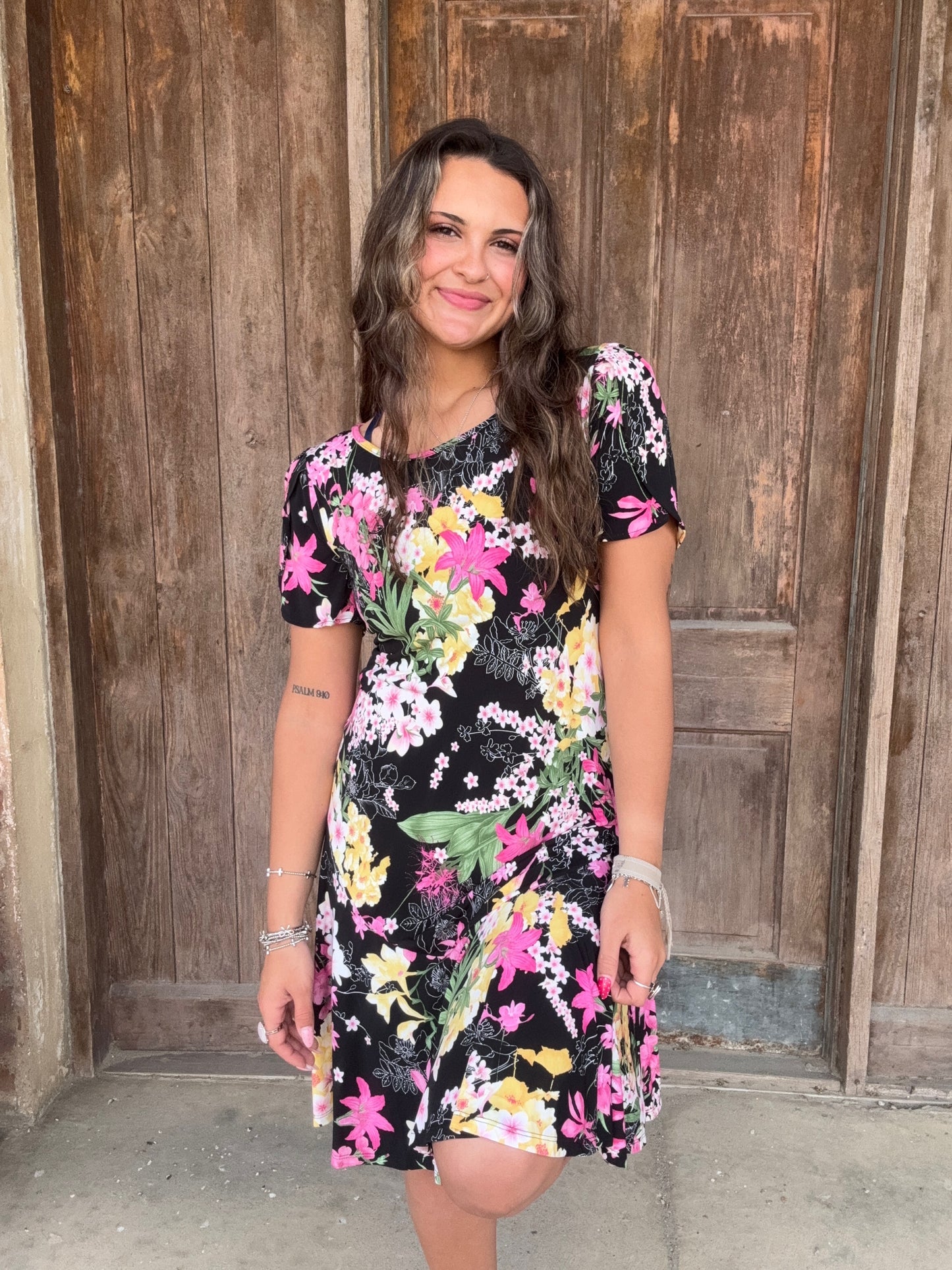 Luisa Pink Yellow Black Dress