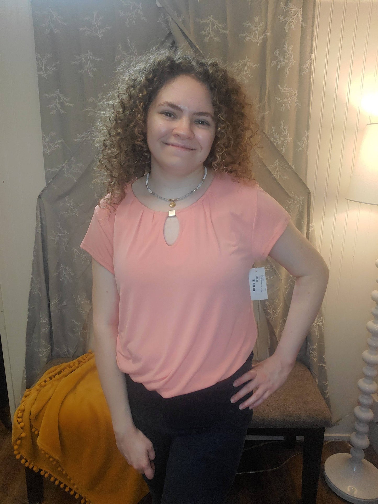 Sandy Peach Cap Slv Top