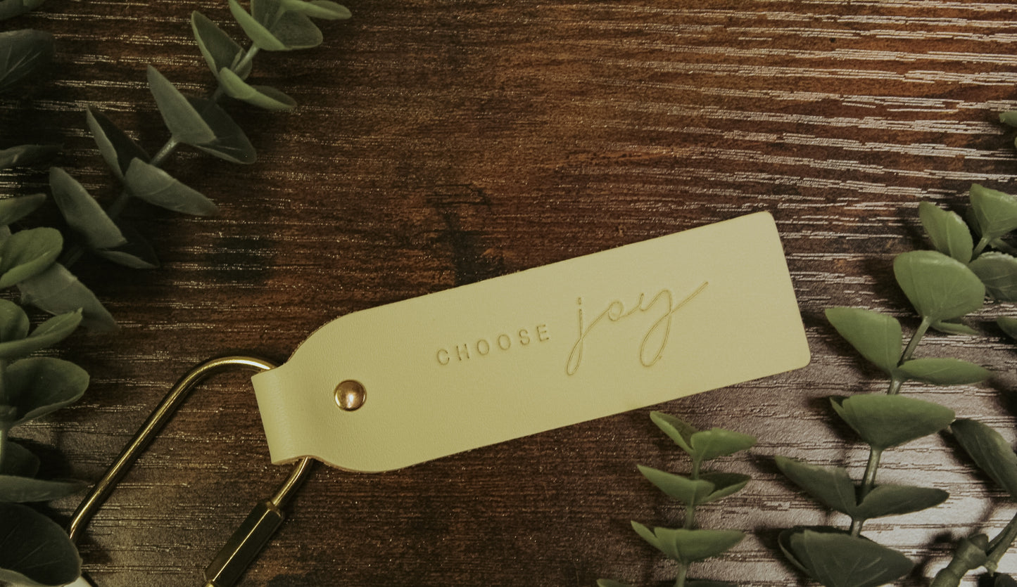 Choose Joy Leather Key Fob