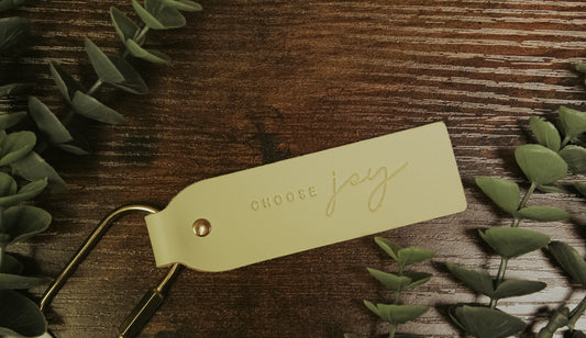 Choose Joy Leather Key Fob