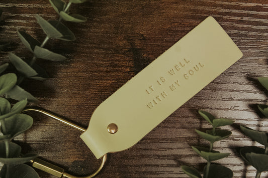 It Is Well Leather Key Fob