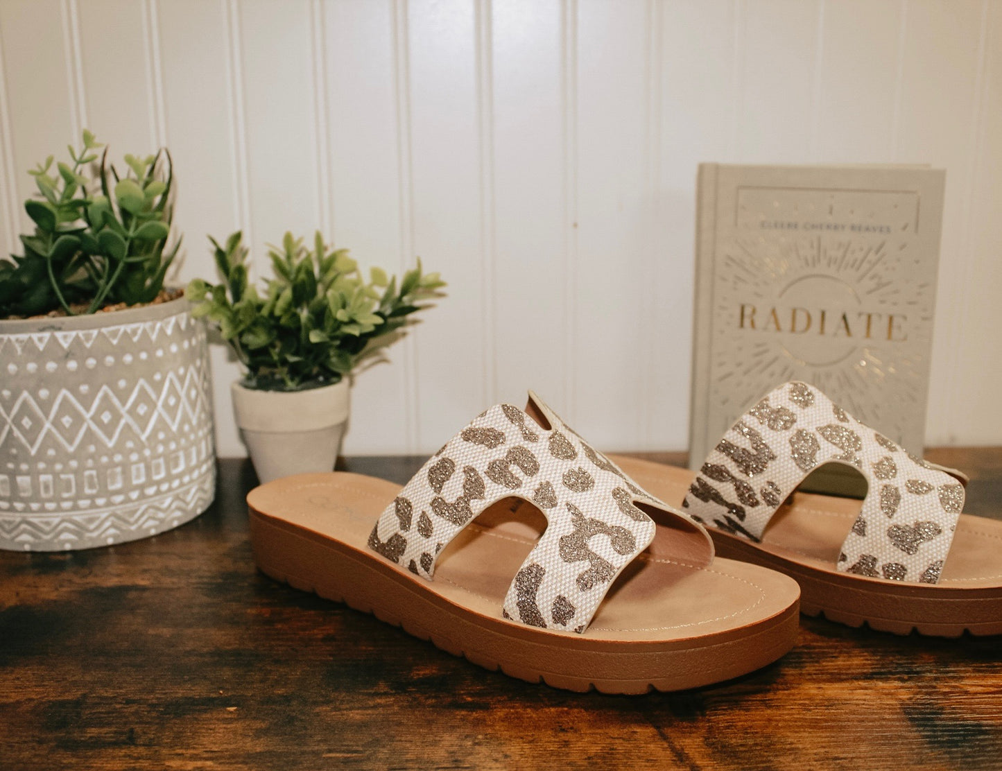 Hold Please Tan Sparkle Leopard Sandal