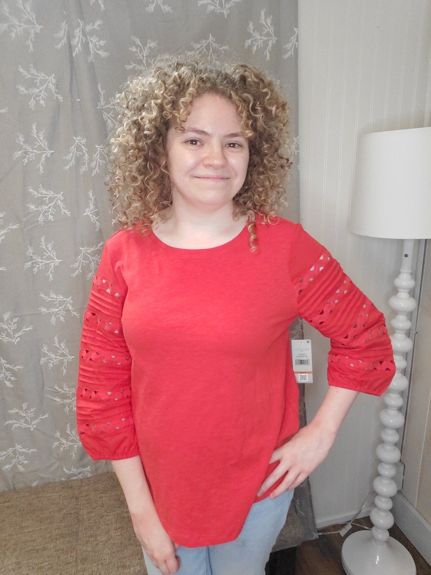 Red Pepper Ric Rac 3/4 Sleeve Top