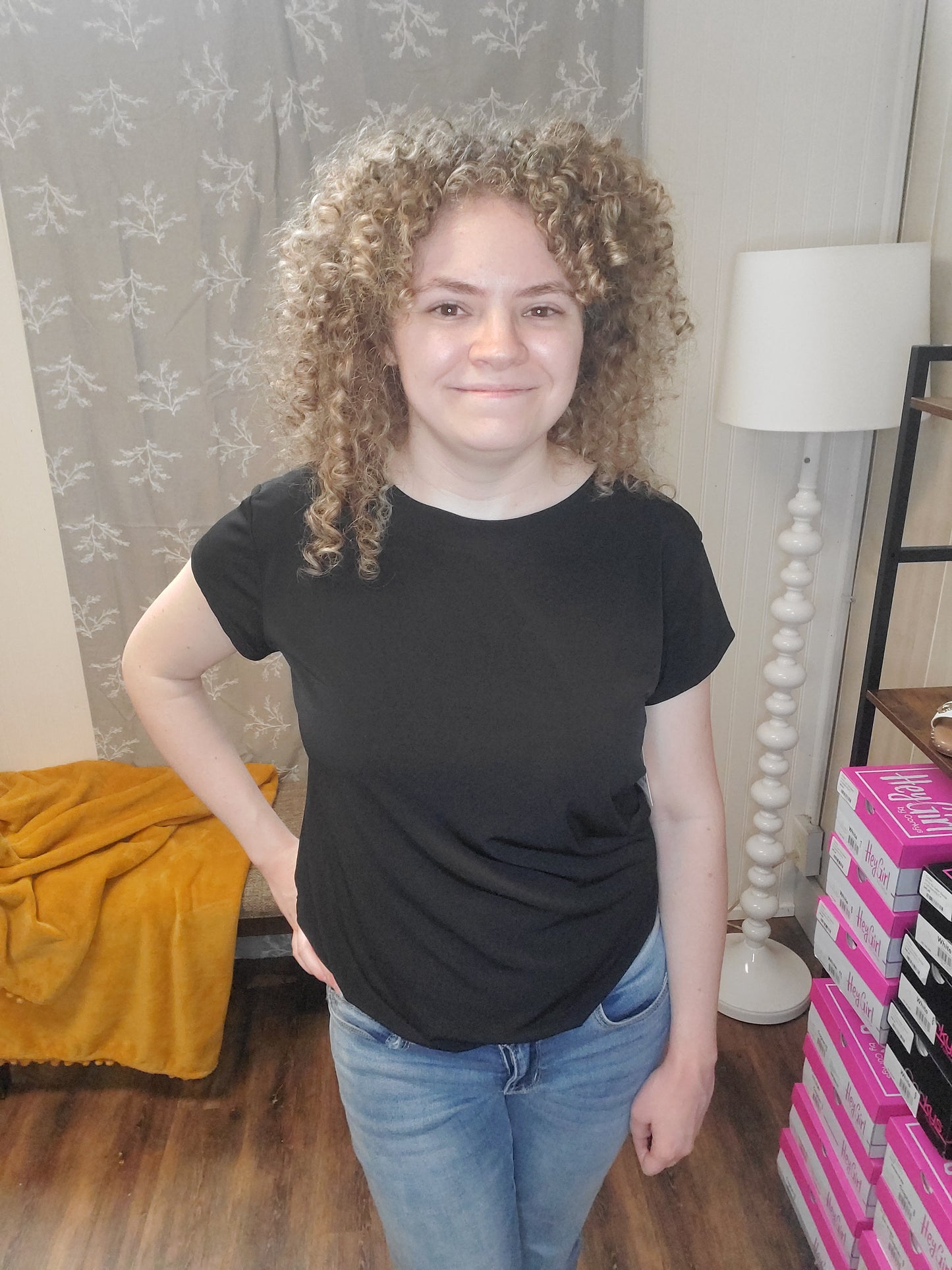 Black Lightweight Cap Sleeve Top