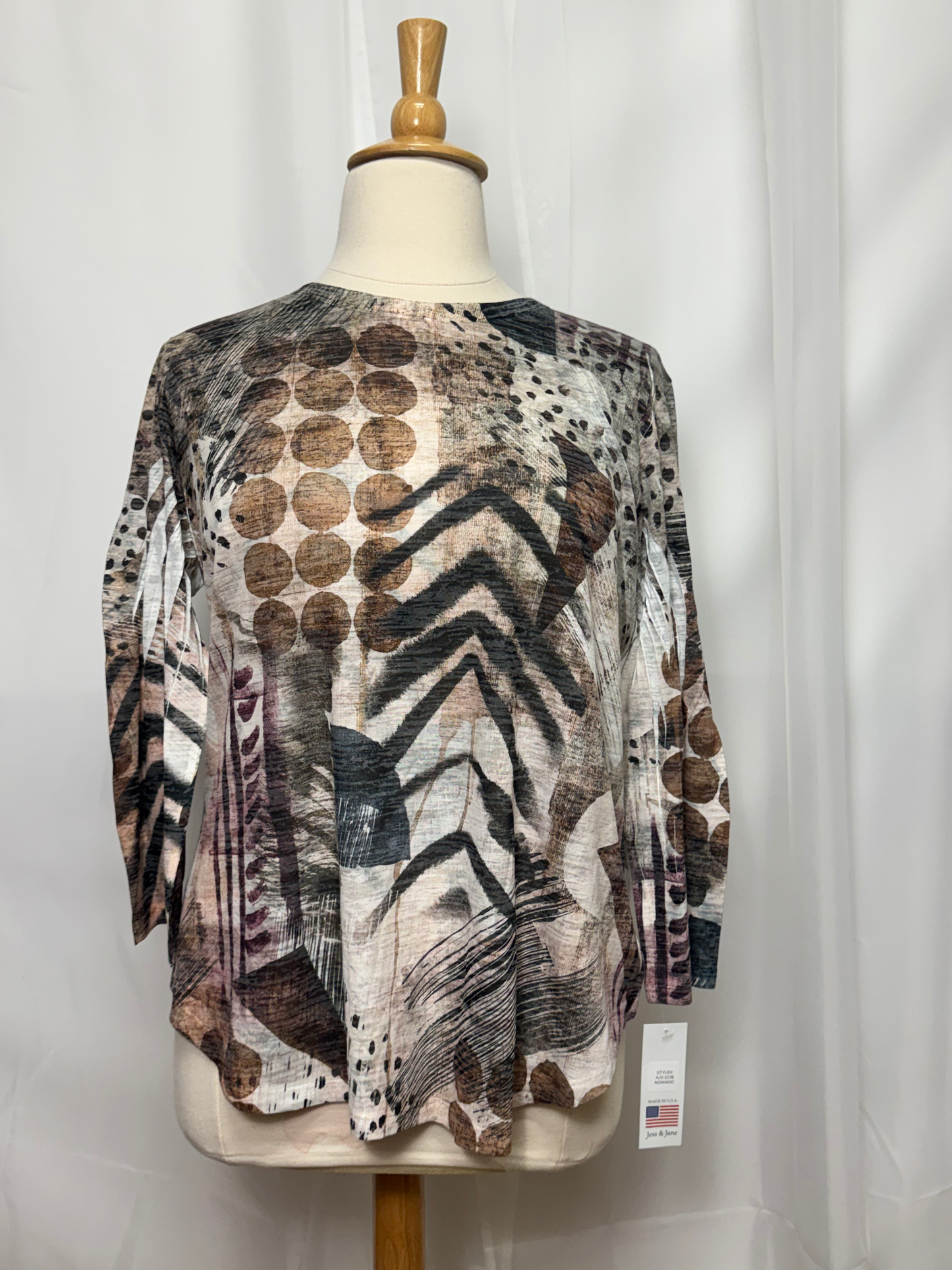 Brown Gray Mauve Abstract Tunic