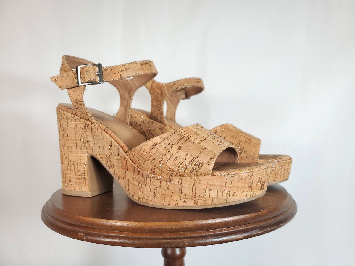 Cheers Glitter Cork Heel