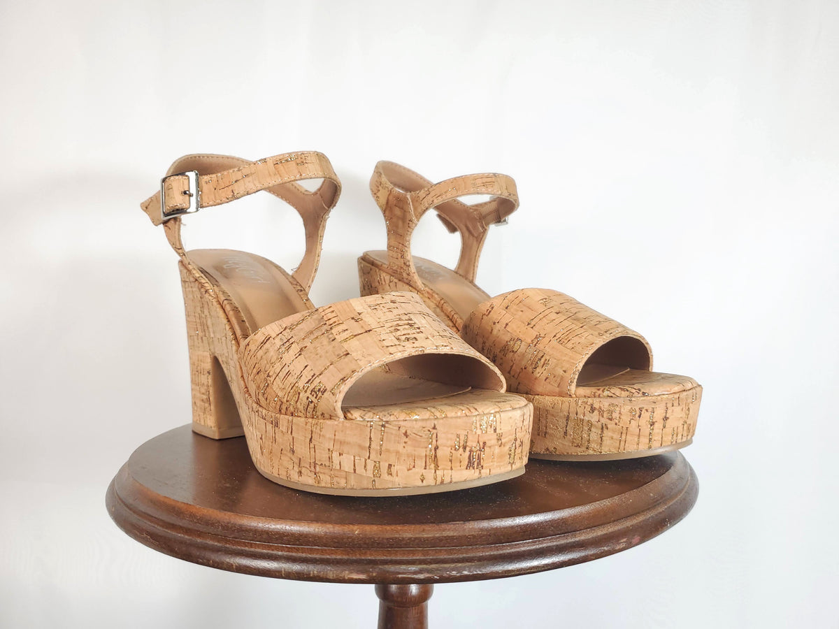 Cheers Glitter Cork Heel
