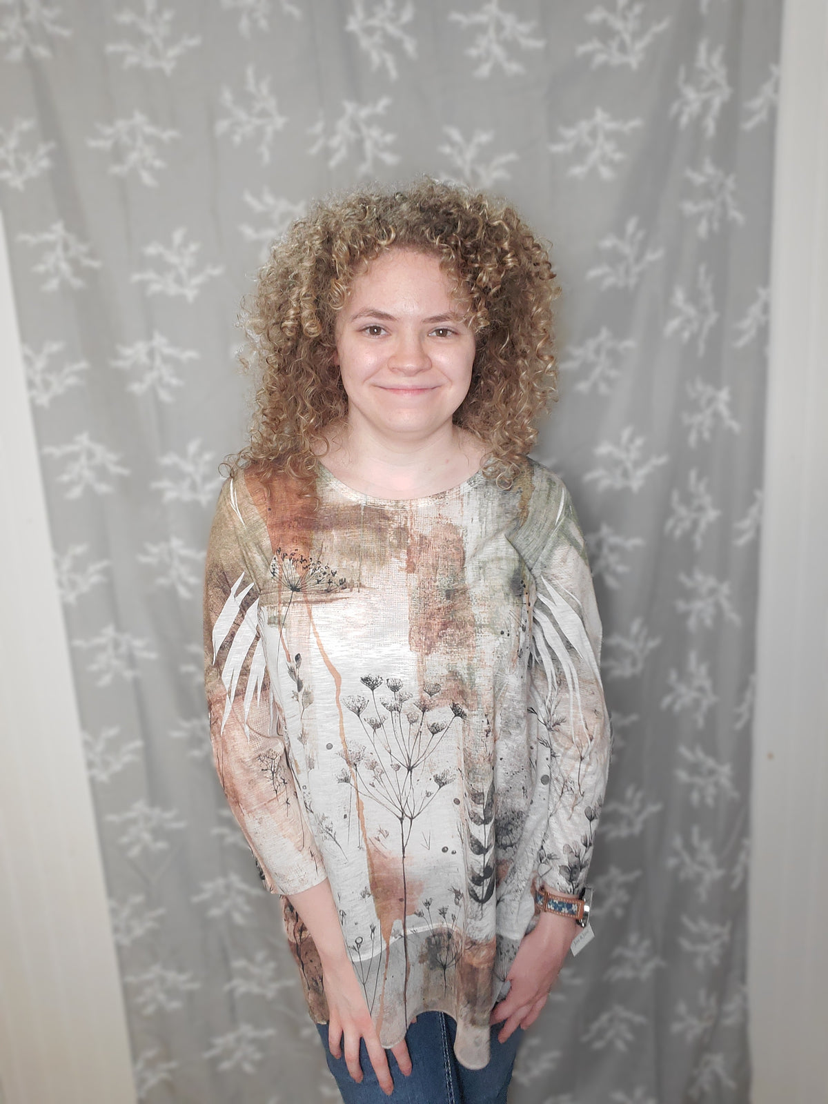 Rust and Olive Chiffon Hem Tunic
