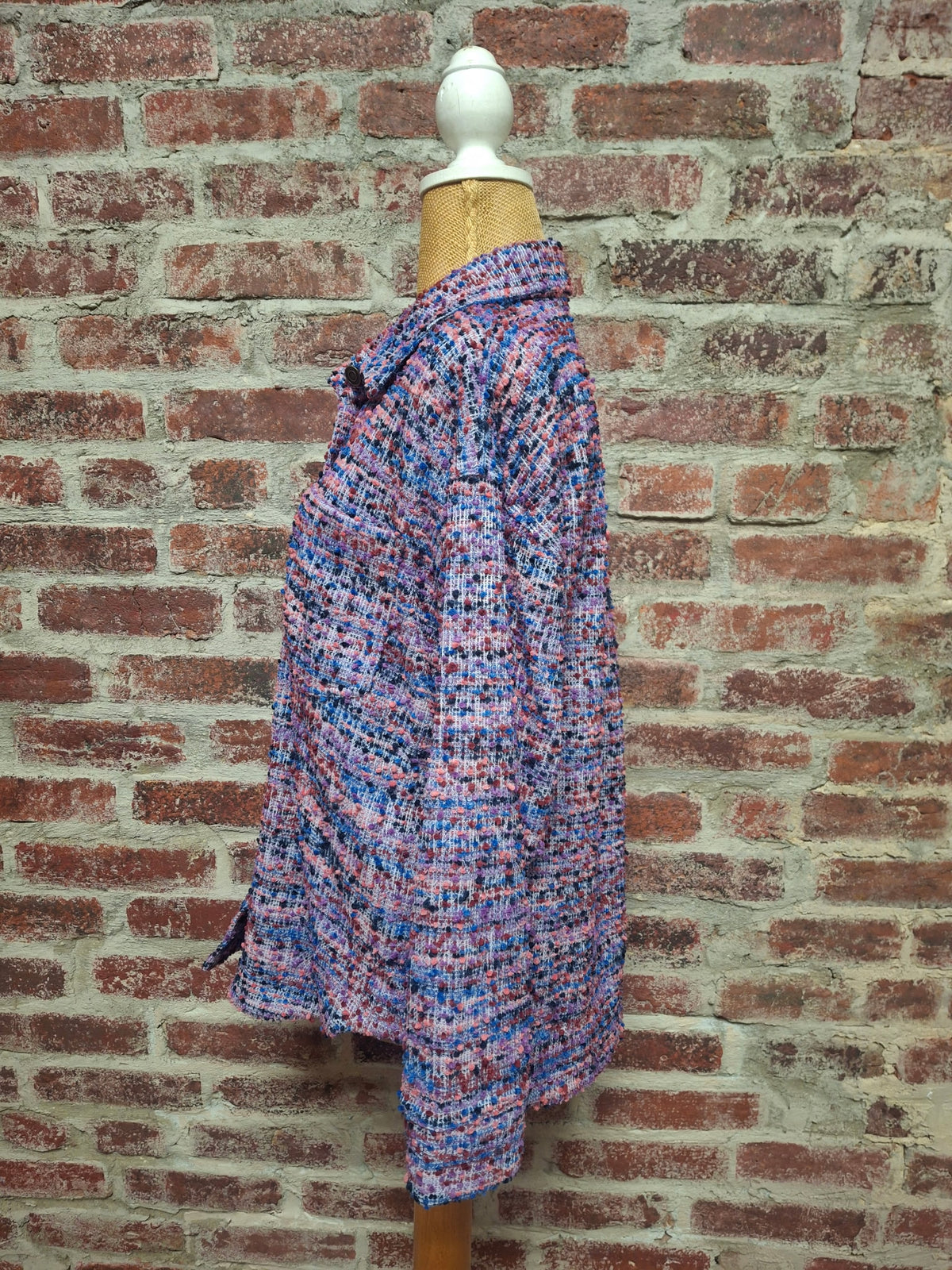 Pink Blue Purple Tweed Texture Button Up Plus Shirt