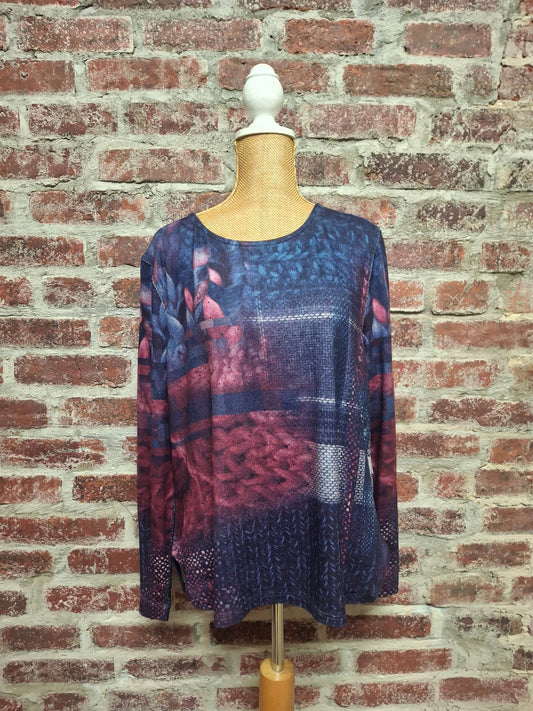 Pink and Purple Faux Button Embellished Top