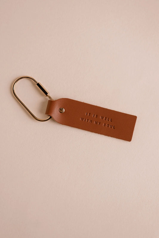 It Is Well Leather Key Fob