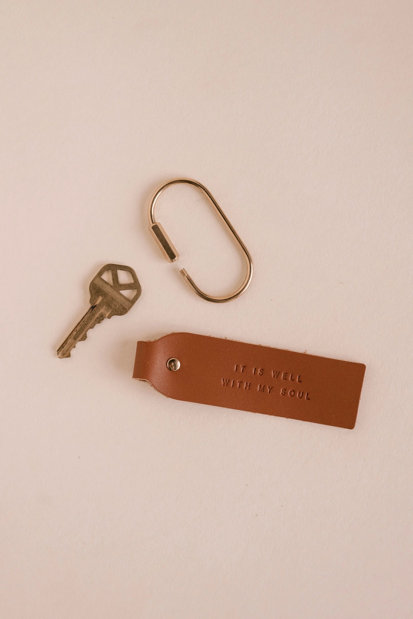 It Is Well Leather Key Fob