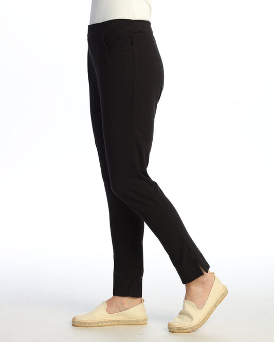 Jet Black Slim Pocket Plus Pants with Vent Hem