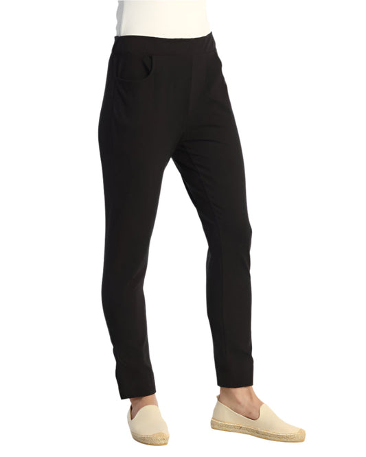 Jet Black Slim Pocket Pants with Vent Hem