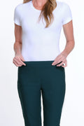 Teal Pull On Ankle Pant With Front And Back Pockets