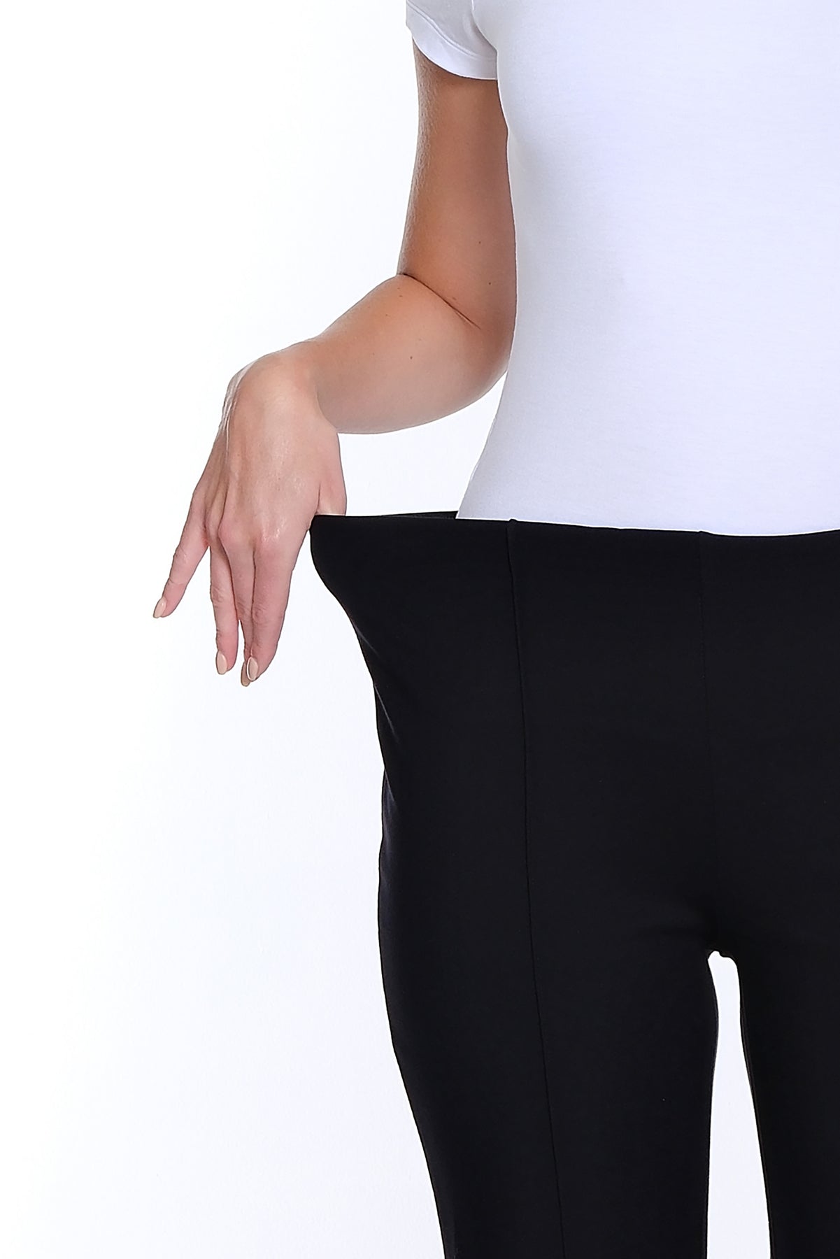 Black Pintuck Flare Leg Ankle Pant