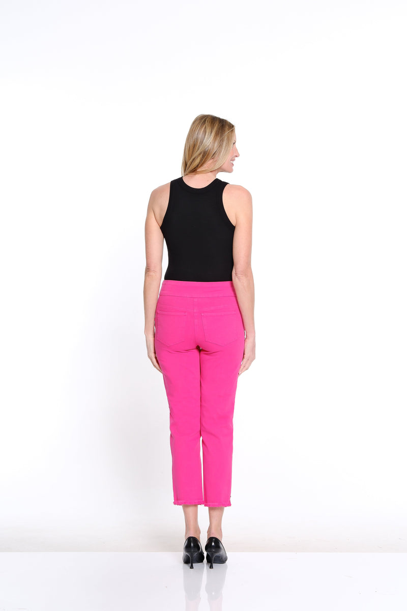 Candy Pink Fringe Hem Pull On Pant