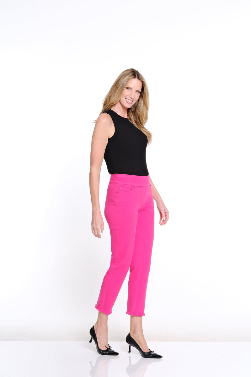 Candy Pink Fringe Hem Pull On Pant