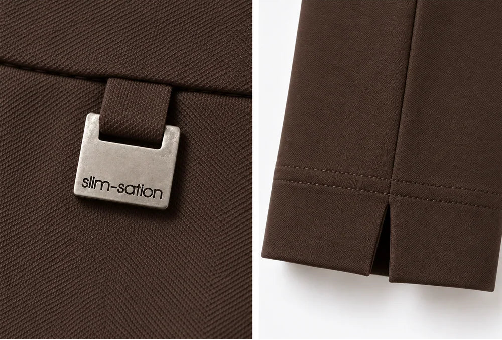 Deep Brown Wide Band Elastic Waist Pull On Pant