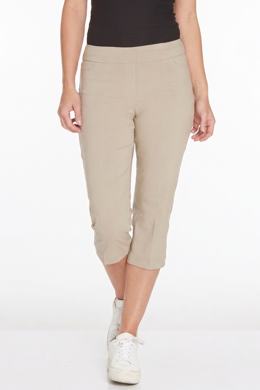 Stone Pull-on Capris with Back Pockets