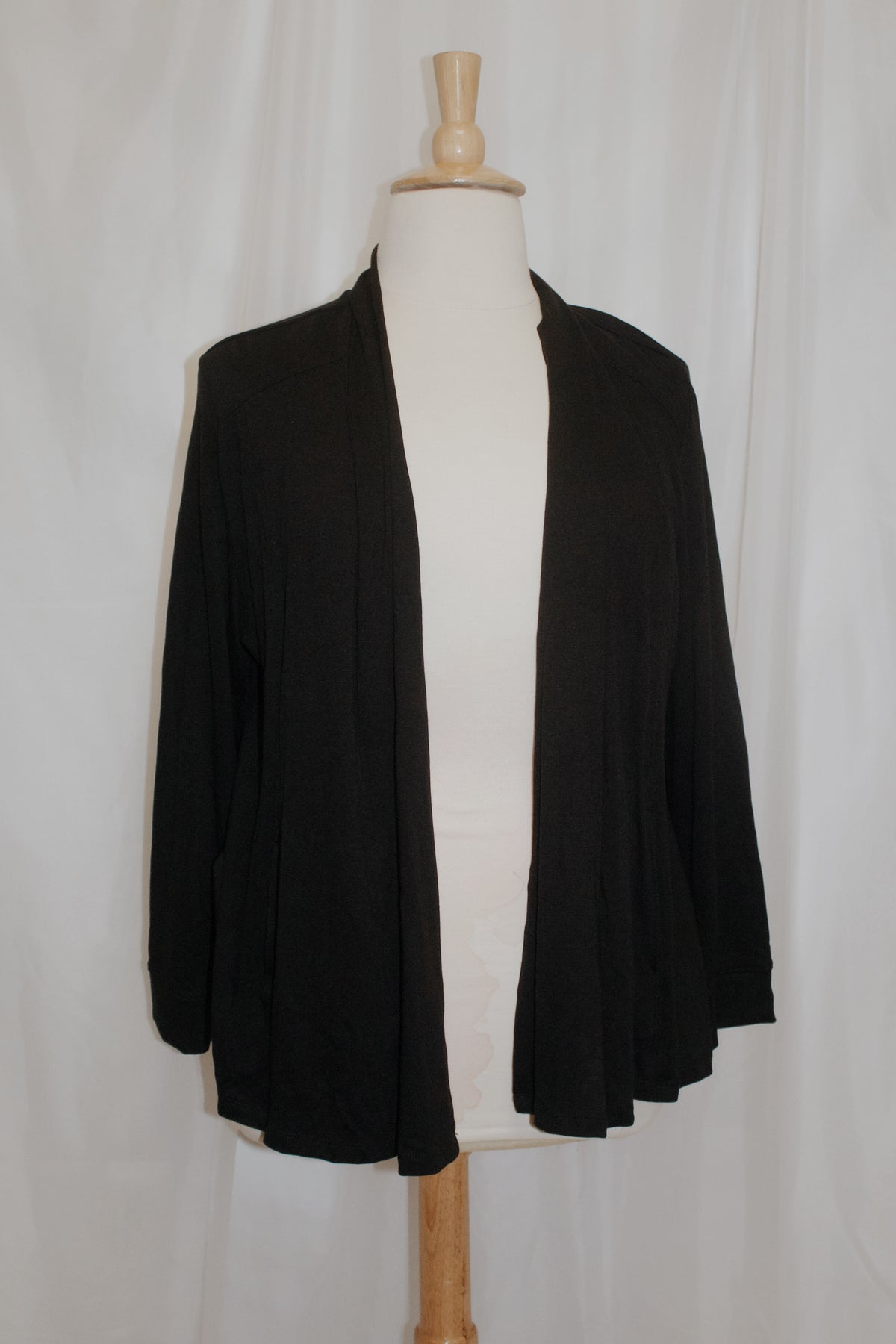 Black Long Sleeve Open Front Jacket with Pockets