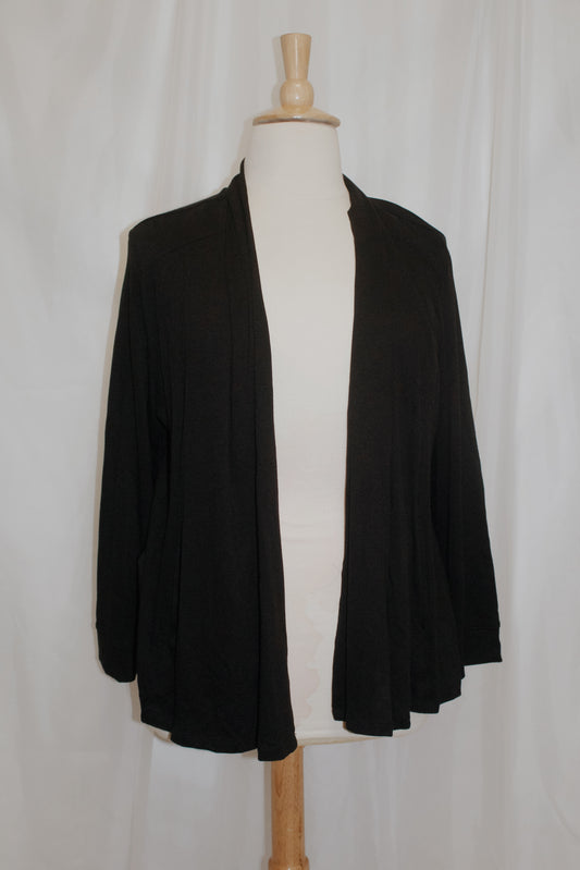 Black Long Sleeve Open Front Jacket with Pockets