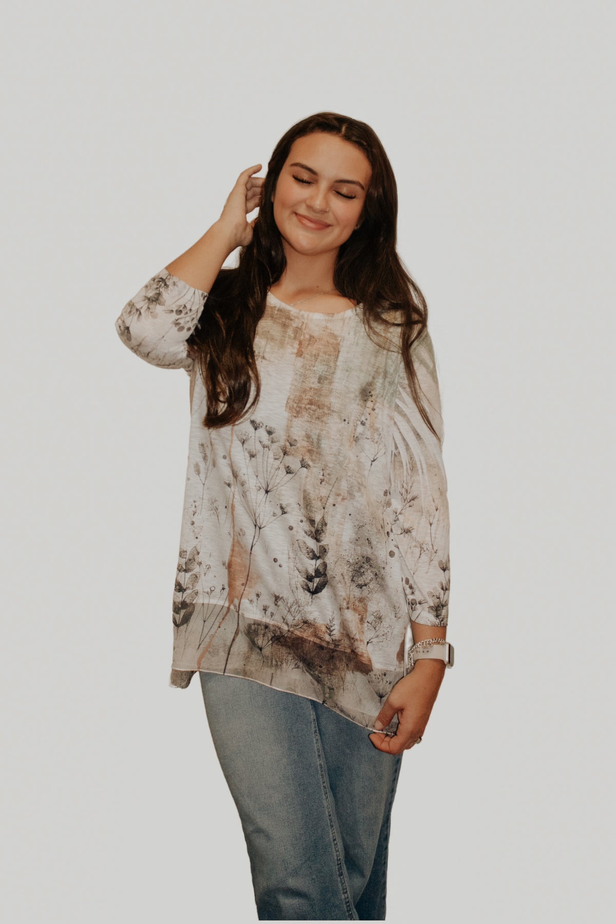 Rust and Olive Chiffon Hem Tunic