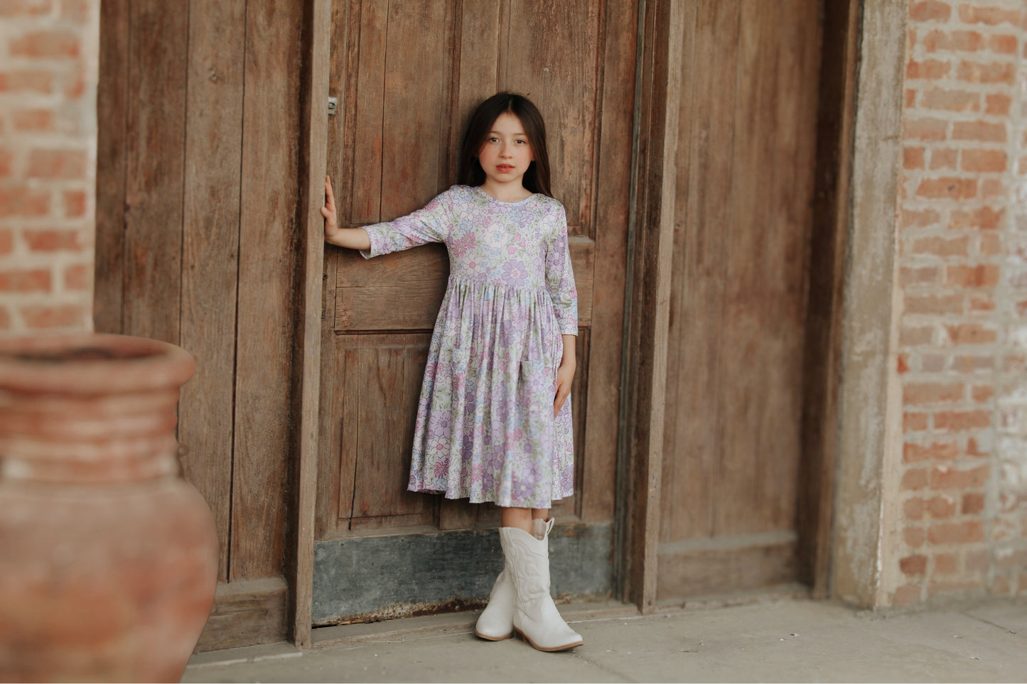 Spring Gardens 3/4 Sleeve Pocket Twirl Dress