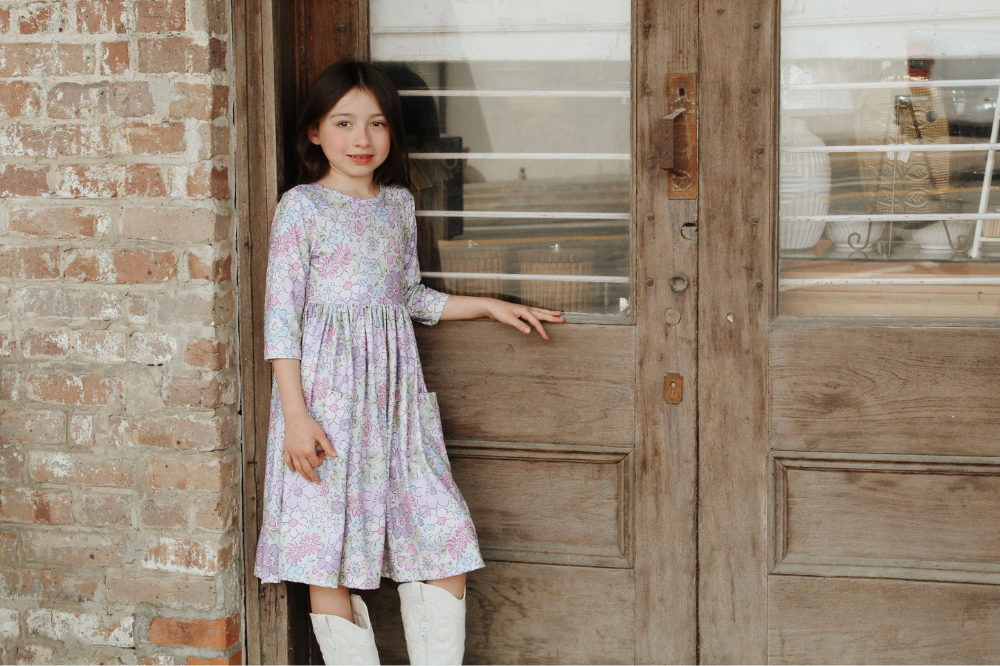 Spring Gardens 3/4 Sleeve Pocket Twirl Dress