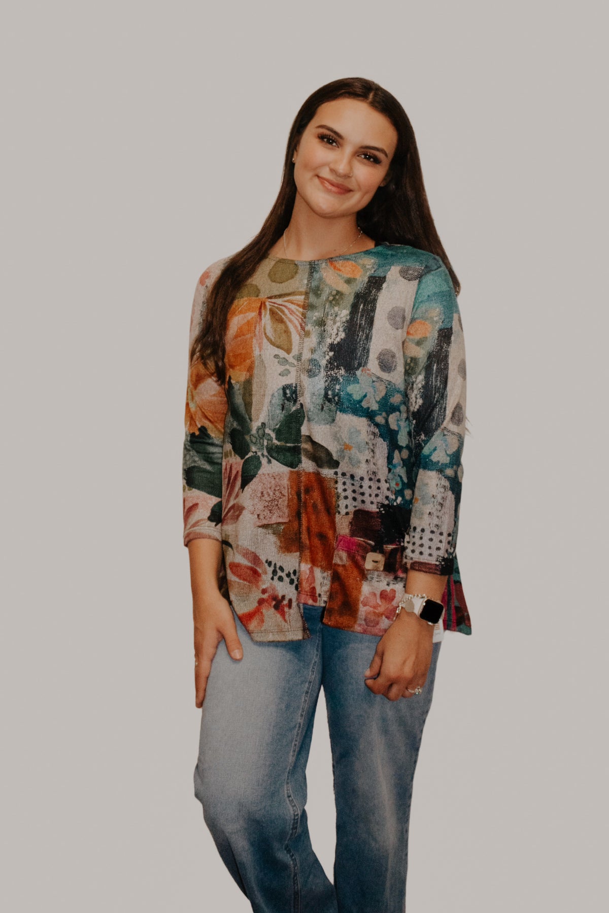 Multicolor Front Seam Single Pocket Tunic